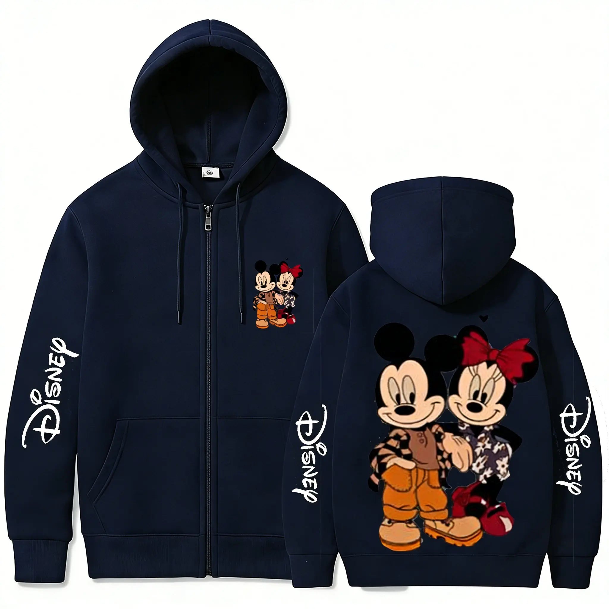 Sudadera con capucha y cremallera de Disney Mickey Minnie para hombre y mujer, ropa de calle de manga larga, Tops informales para primavera y verano, 2026