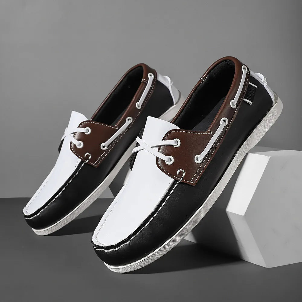 Zapatos mocasines con punta delantal de moda para hombre, cómodos antideslizantes para caminar al aire libre, viajar, primavera y verano