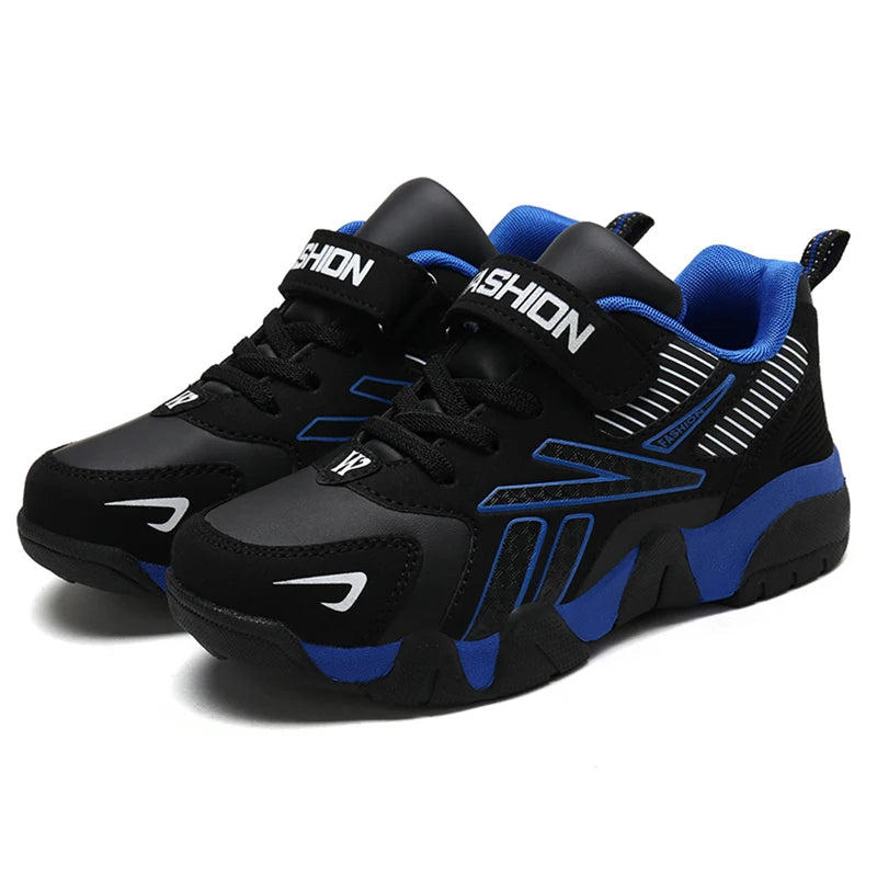 Zapatillas de deporte de moda para niños, zapatos de tenis cómodos de cuero para correr, zapatos deportivos ligeros para caminar al aire libre para niños