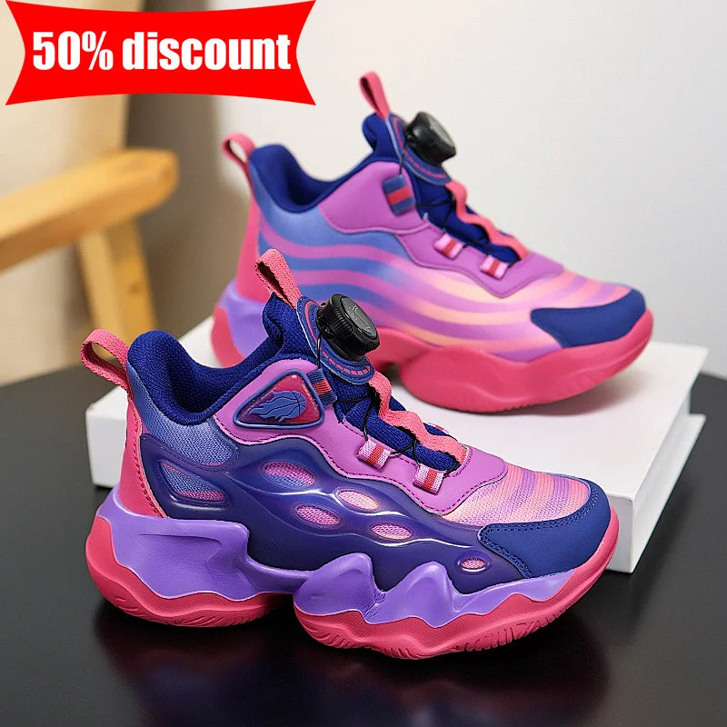 Zapatillas de baloncesto para niños, zapatillas de baloncesto de moda transpirables de malla para adiestramiento al aire libre, antideslizantes, resistentes al desgaste