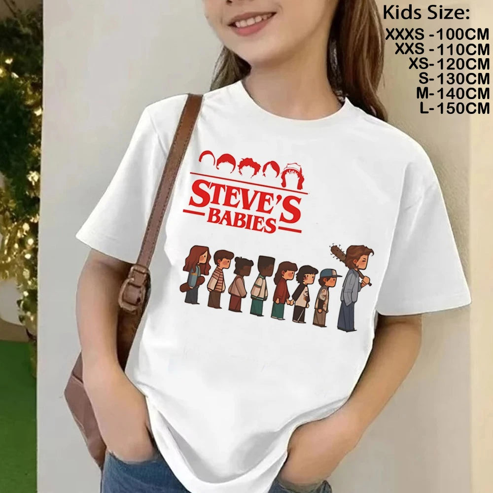 Camiseta Running Up That Hill para niños, camiseta de manga corta The Demogorgon para niños, camisetas informales holgadas con estampado con dibujo para niñas y niños