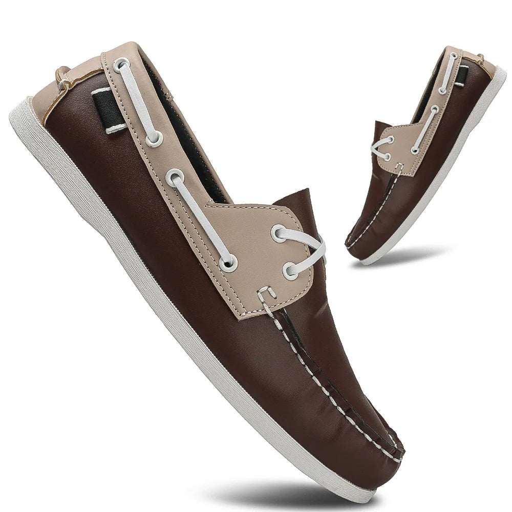 Zapatos mocasines con punta delantal de moda para hombre, cómodos antideslizantes para caminar al aire libre, viajar, primavera y verano