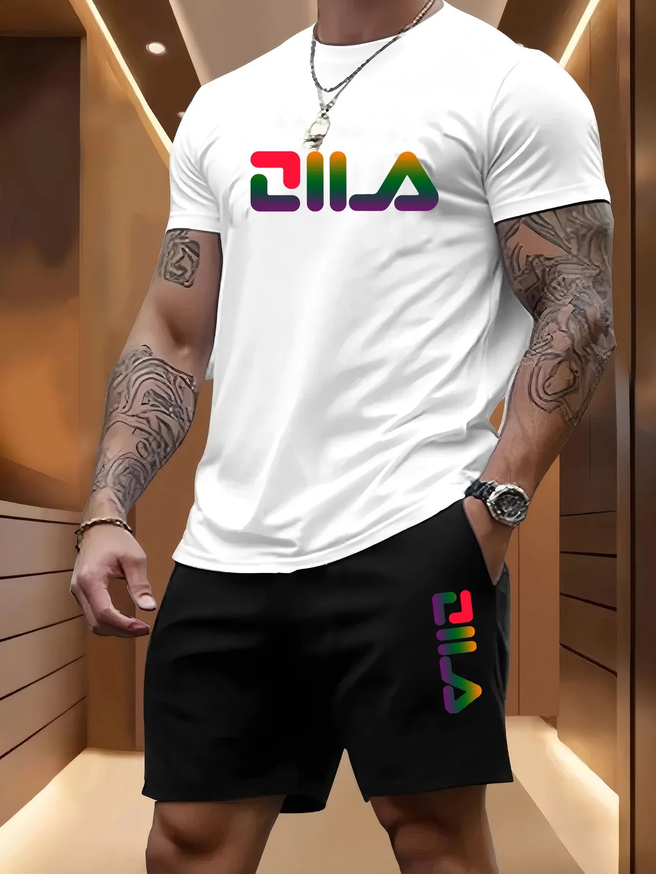 Conjunto Deportivo de Verano para Hombre, Informal, para Playa, Baloncesto, Deportes al Aire Libre, Cómodo, de Dos Piezas, con Camiseta Holgada y Pantalones Cortos a la Moda