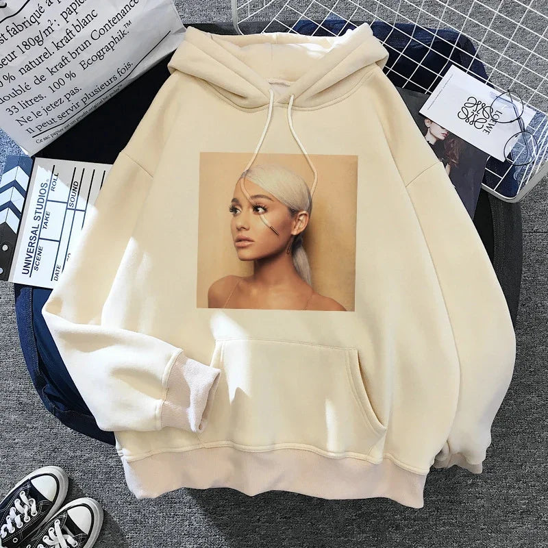 Sudadera con capucha de Ariana Grande Harajuku divertida para mujer/hombre, sudadera de los años 90, ropa para mujer/hombre, jerséis gráficos, capucha de gran tamaño Ulzzang Tumblr