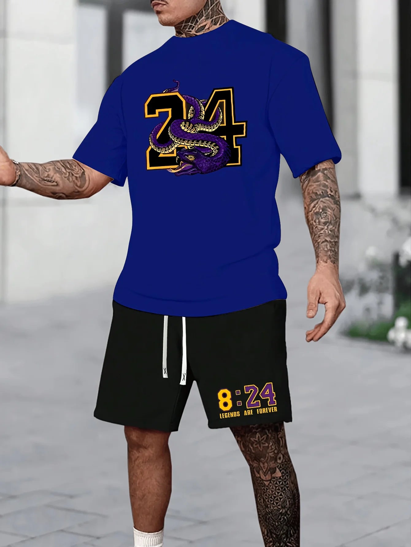 Conjunto relajado con temática Chicago de verano para hombre, conjunto de camiseta y pantalones cortos estampados talla 32, conjunto deportivo informal de dos piezas de talla grande para adultos