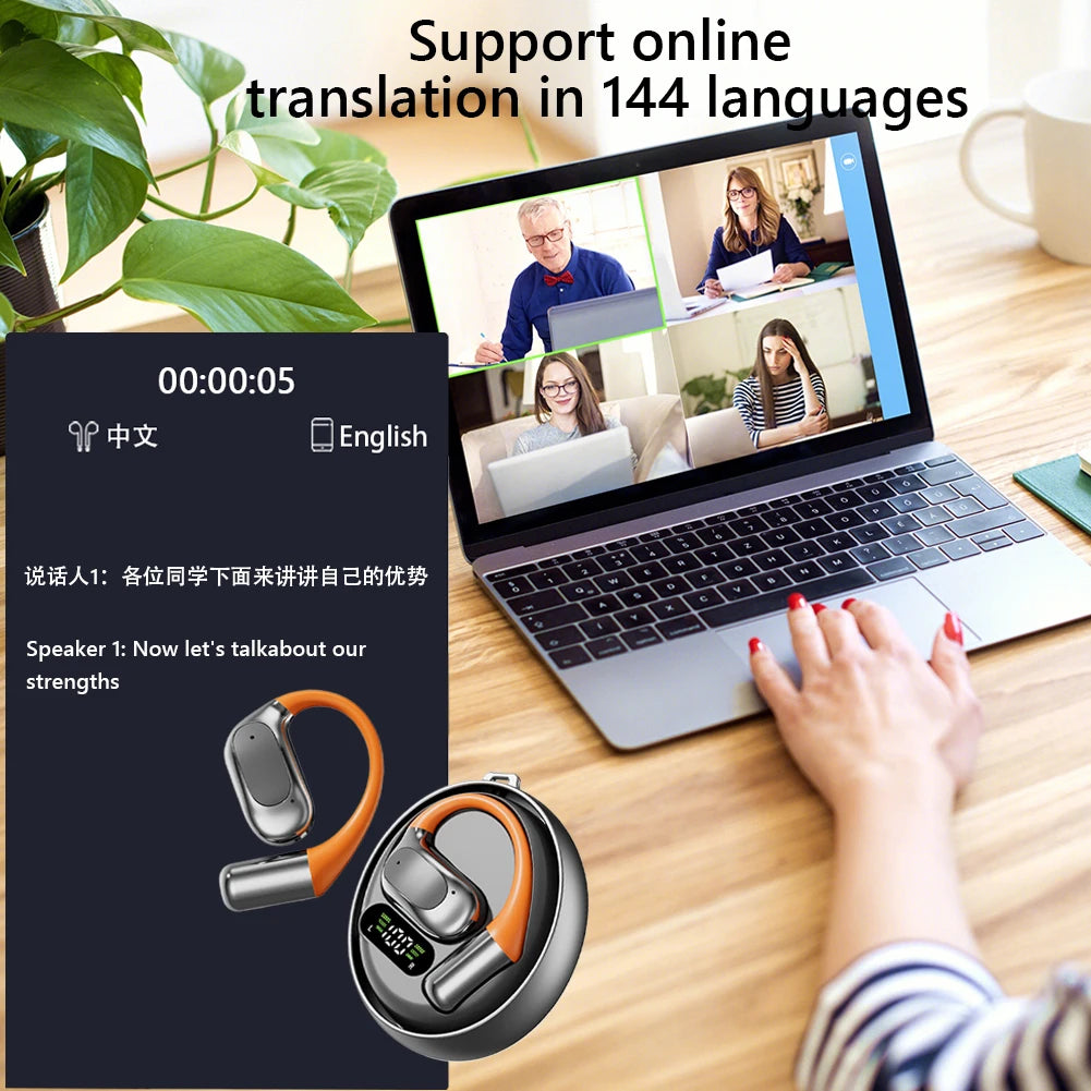 Auriculares de traducción en tiempo real 144 idiomas Auriculares con traductor de idiomas Auriculares de traducción para viajes, negocios y aprendizaje