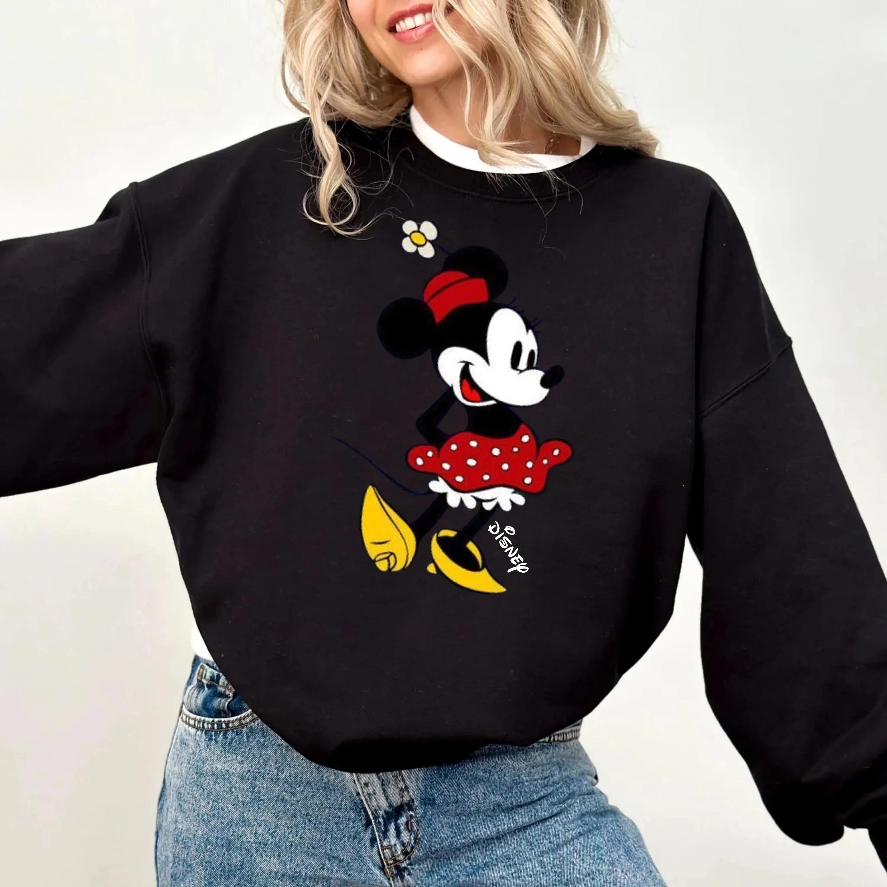 Sudadera vintage de Minnie Mouse de Disney para mujer, sudadera de lana para primavera y otoño, para el día a día y para cualquier ocasión