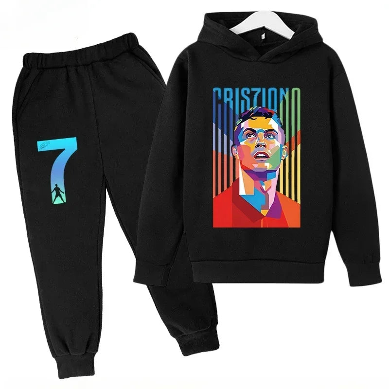 Chándal de Secado Rápido CR7 para Niños de 7 a 13 Años, Ronaldo 7 #   Conjunto Deportivo Estampado, Ropa Deportiva Transpirable, Ropa Infantil de Boutique