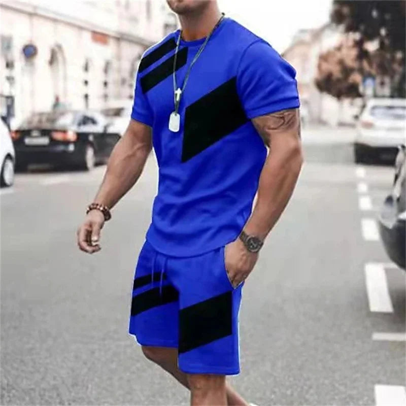 Conjunto Deportivo 3D Retro Hombre Talla Grande | Camiseta + Pantalón Corto Playa