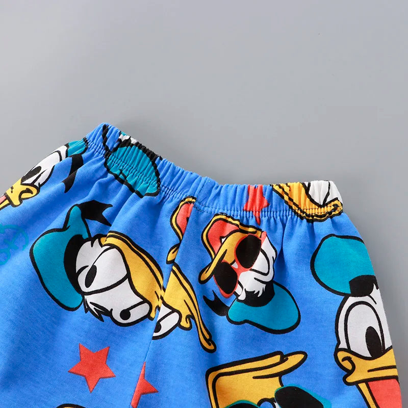 Conjunto de ropa informal para niños, chándal de 2 piezas con dibujos animados del Pato Donald, camiseta y pantalones cortos, verano, 1-4 años