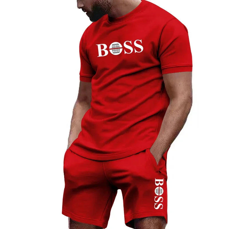 Conjunto deportivo de dos piezas para hombre, camiseta de manga corta y pantalones, ropa deportiva para correr y fitness, verano 2026, gran descuento