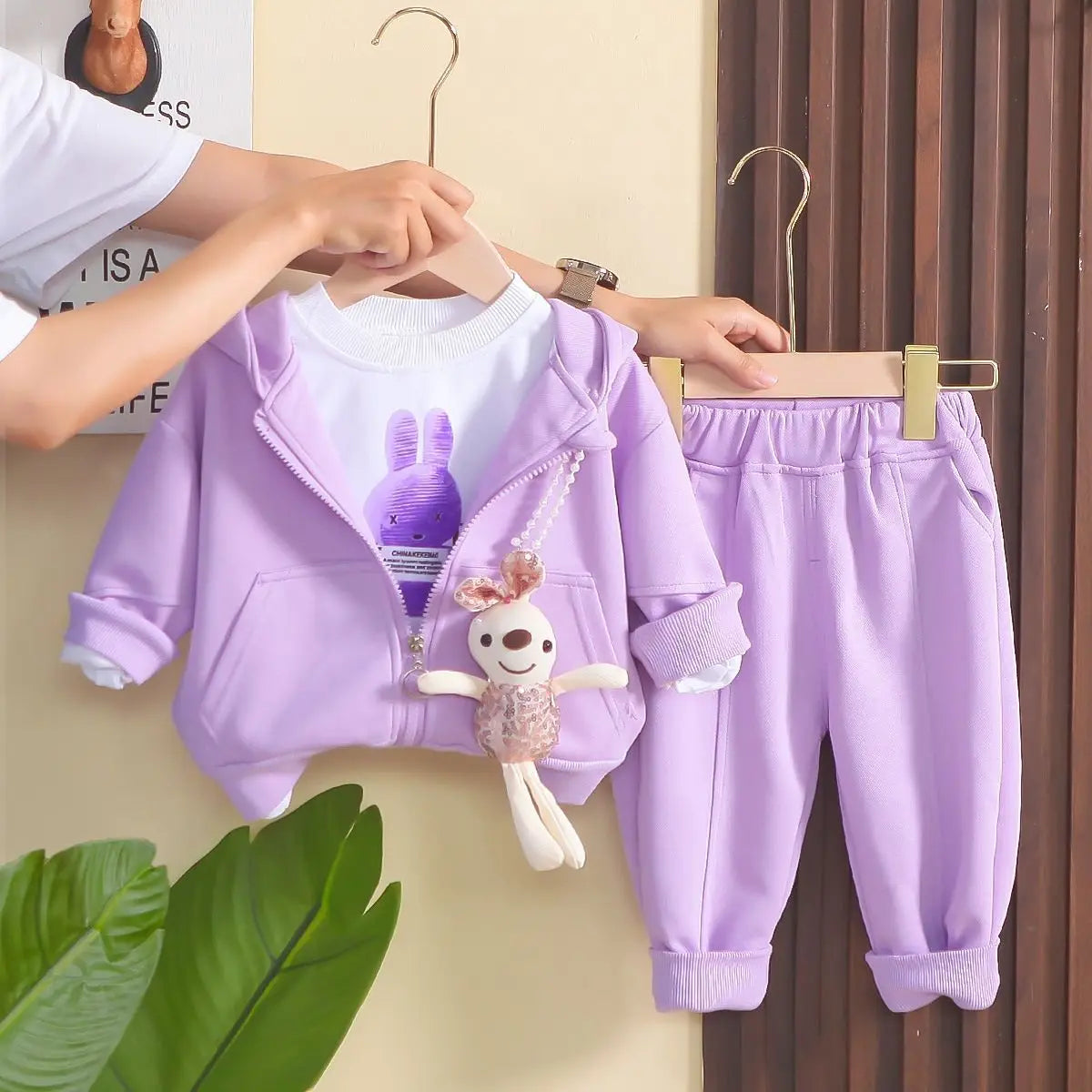 Conjunto Bebé Niña 3 Piezas - Abrigo + Camiseta + Pantalón