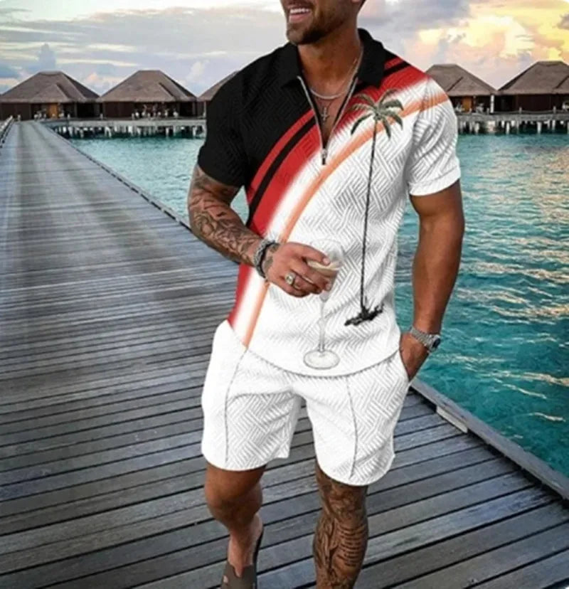 Chándal 3D Hombre | Polo Cremallera + Pantalón Corto Verano