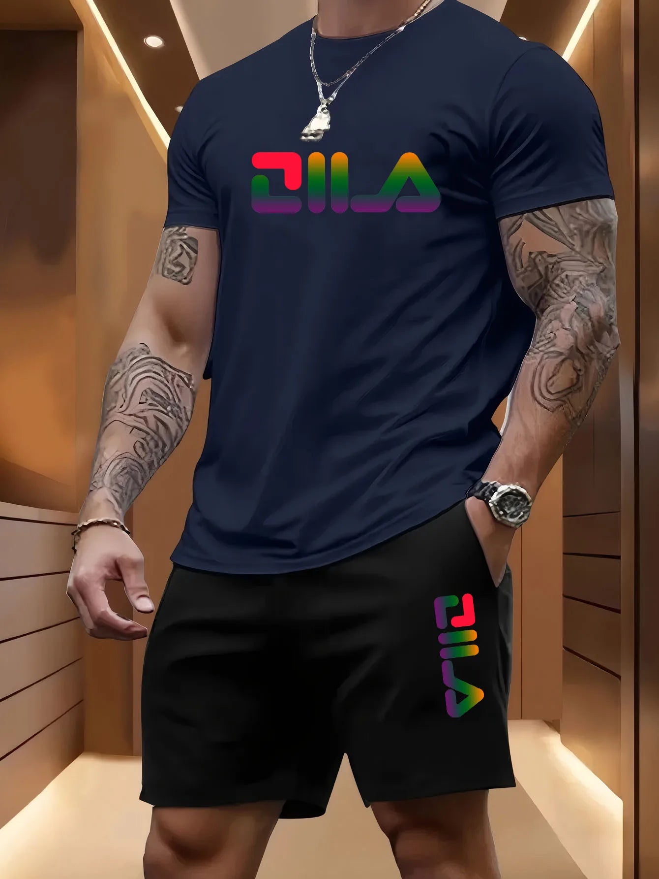 Conjunto Deportivo de Verano para Hombre, Informal, para Playa, Baloncesto, Deportes al Aire Libre, Cómodo, de Dos Piezas, con Camiseta Holgada y Pantalones Cortos a la Moda