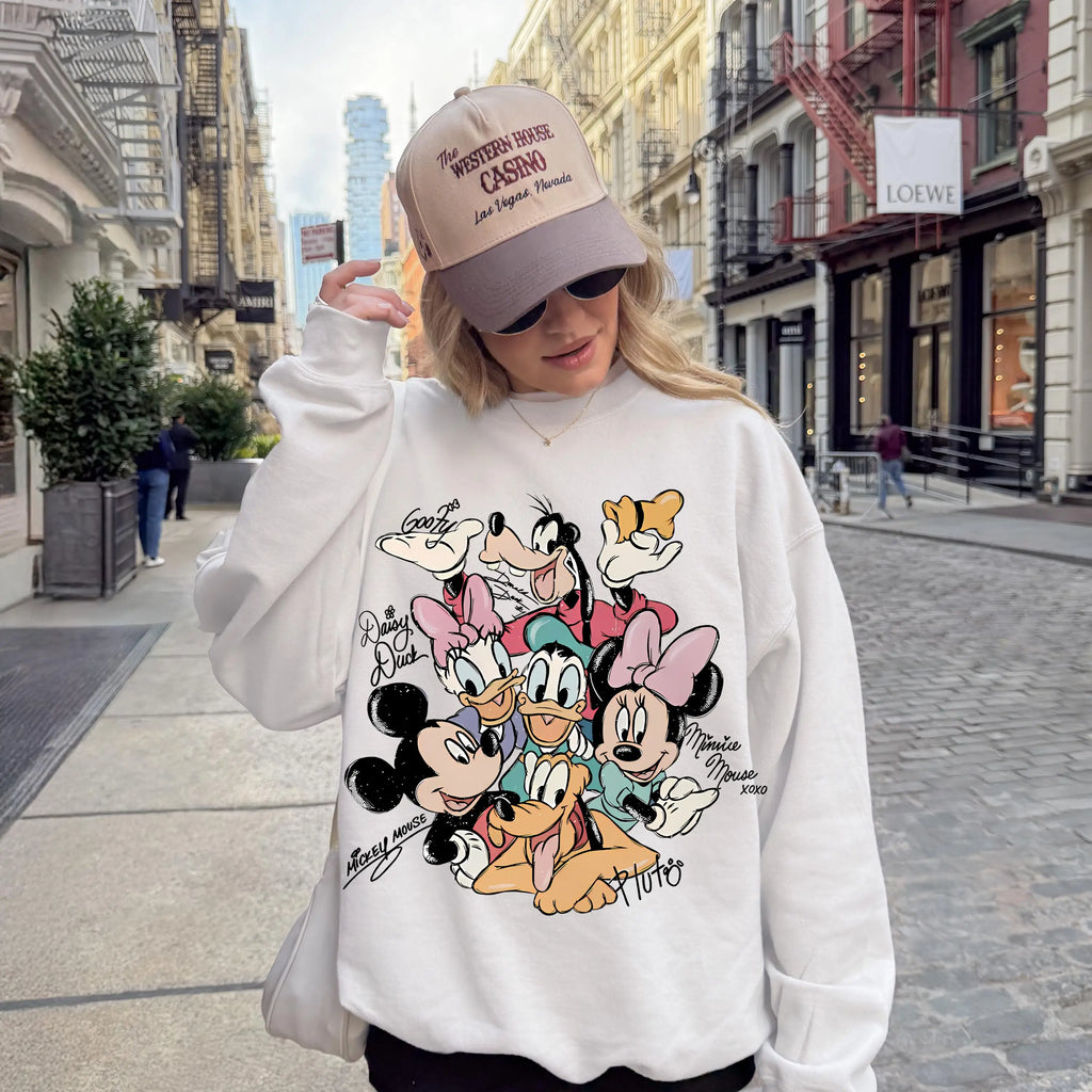 Sudadera vintage con firma de Mickey y sus amigos, camisa mágica, camisa con personaje de Disney, camisa con cabeza de ratón de Mickey y amigos de Disney