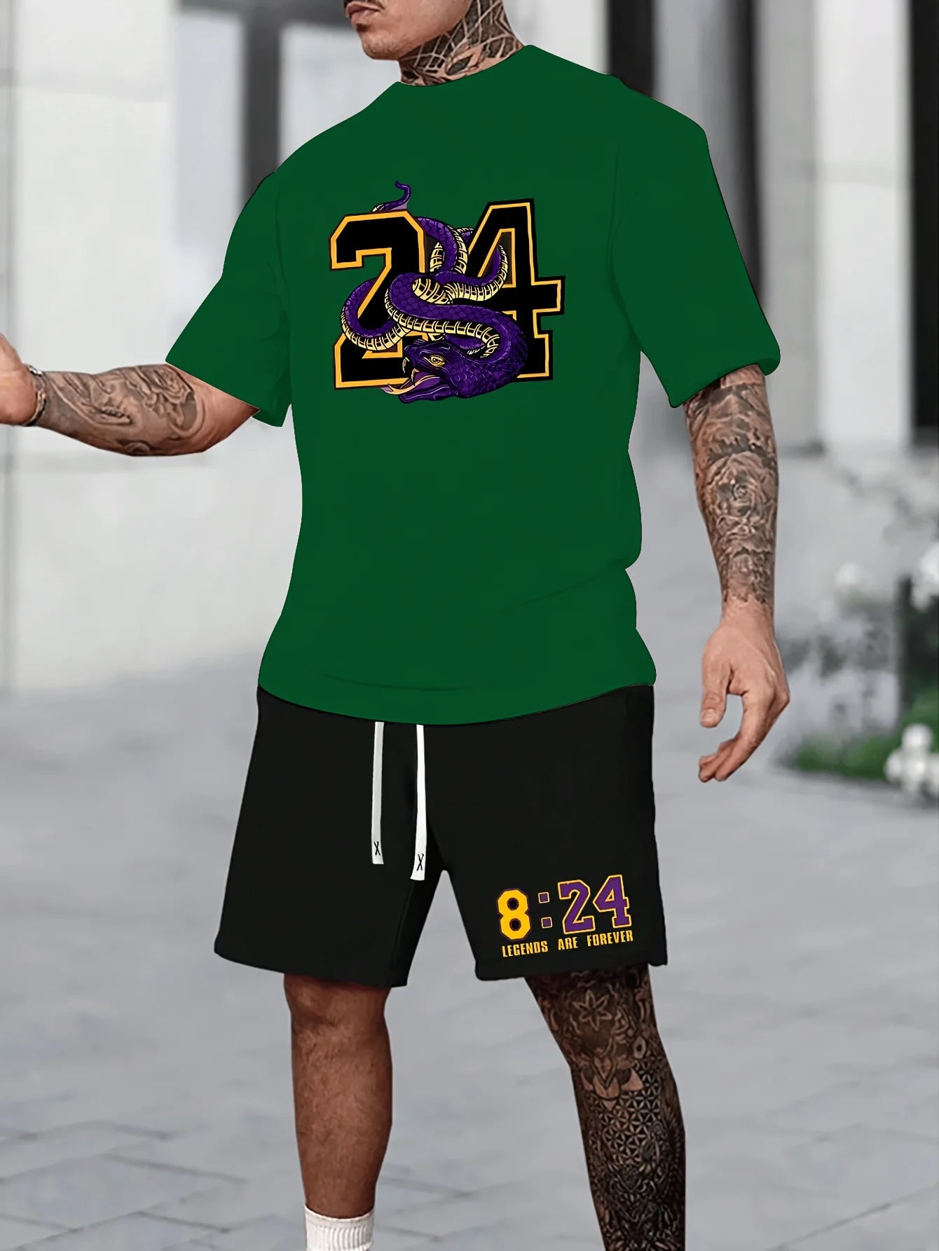 Conjunto relajado con temática Chicago de verano para hombre, conjunto de camiseta y pantalones cortos estampados talla 32, conjunto deportivo informal de dos piezas de talla grande para adultos