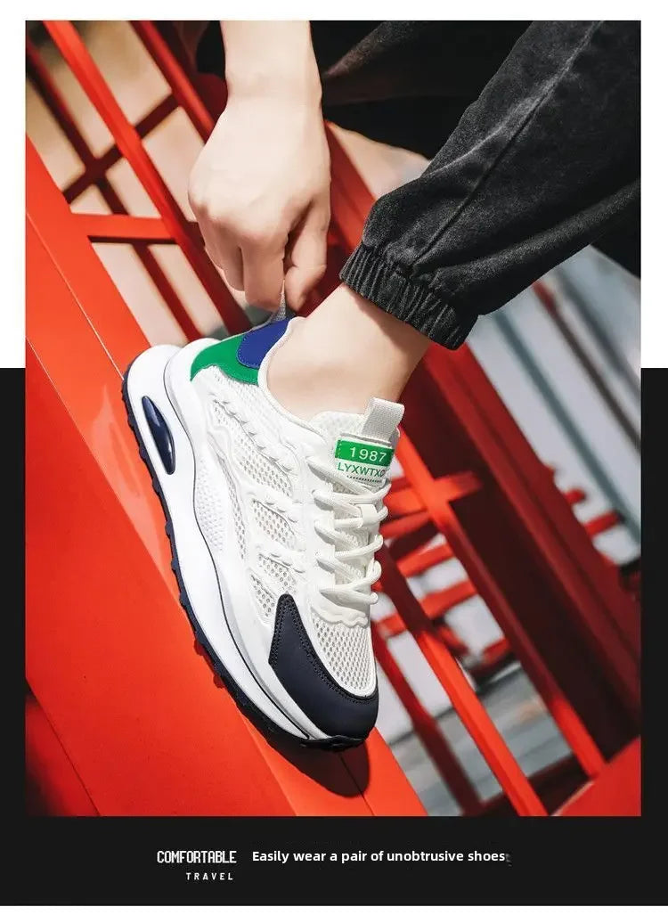 Zapatos deportivos informales y versátiles para hombre, botas de moto cruzadas blancas a la moda, suela suave, transpirabno 2024