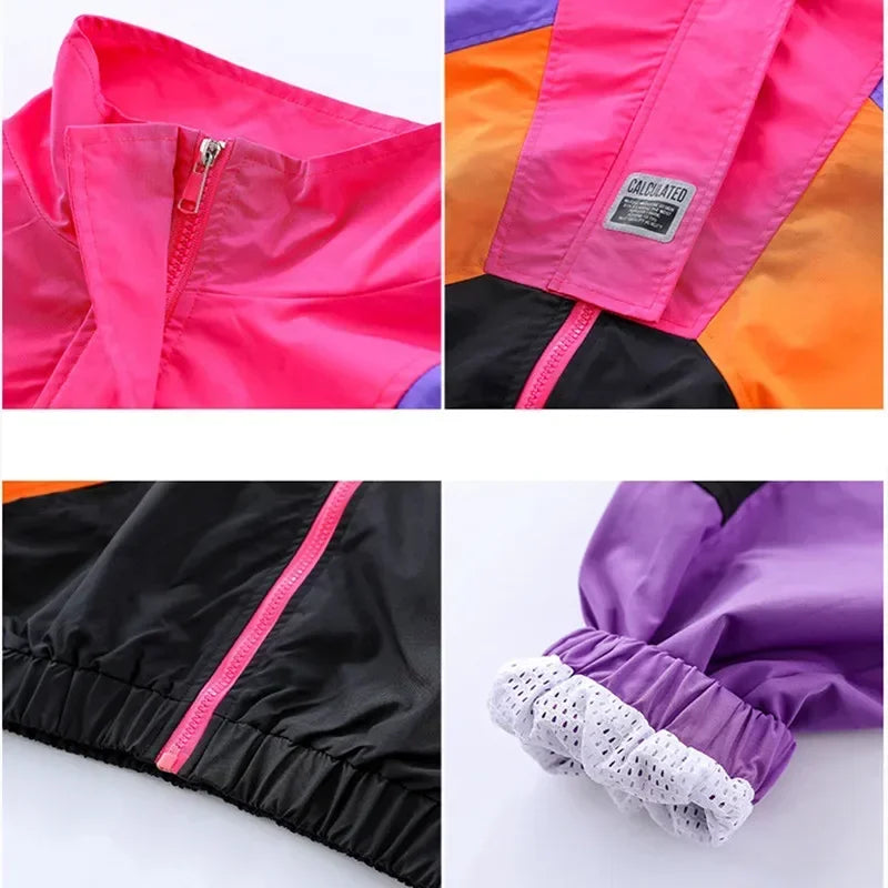 Abrigo de contraste de Hip Hop para niños y niñas, conjunto de ropa de Jazz para correr, chaqueta de retazos de baile callejero, pantalones de chándal, disfraz para niños, ropa de calle