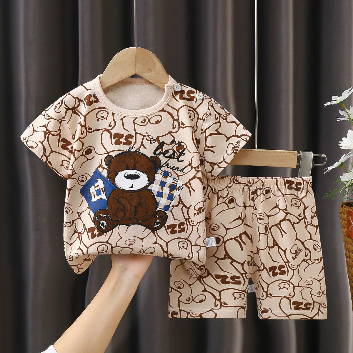 Conjunto de ropa informal para niños, chándal de 2 piezas con dibujos animados del Pato Donald, camiseta y pantalones cortos, verano, 1-4 años
