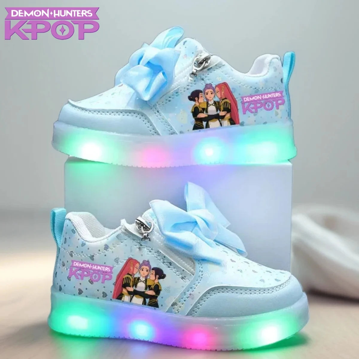 Zapatos KPop Demon Hunters para niños, zapatos deportivos Huntrix, zapatos para bebés de 2 a 8 yo, Anime Rumi Mira Zoey, zapatos deportivos luminosos, talla 21-30