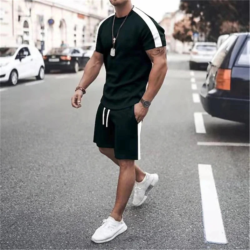 Conjunto Deportivo 3D Retro Hombre Talla Grande | Camiseta + Pantalón Corto Playa