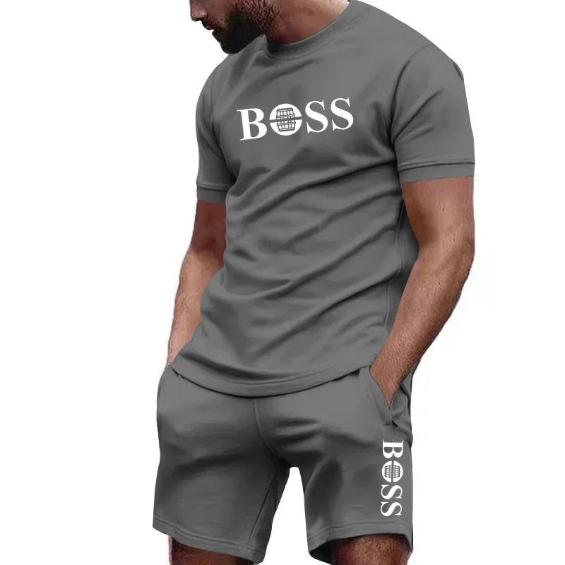 Conjunto deportivo de dos piezas para hombre, camiseta de manga corta y pantalones, ropa deportiva para correr y fitness, verano 2026, gran descuento