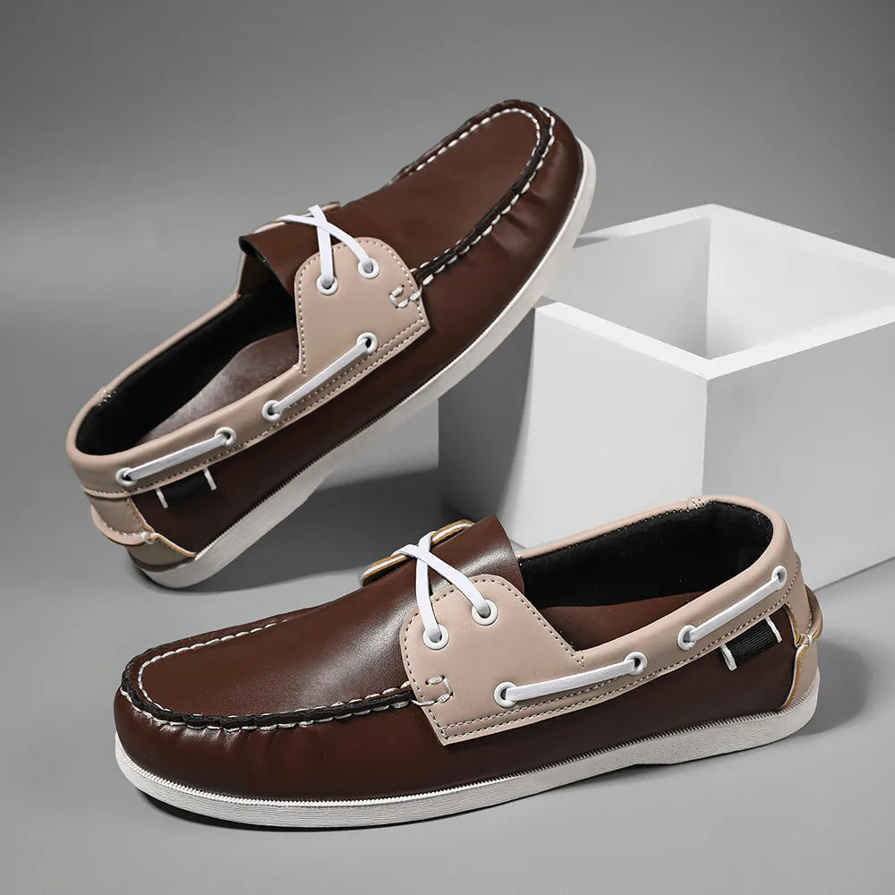 Zapatos mocasines con punta delantal de moda para hombre, cómodos antideslizantes para caminar al aire libre, viajar, primavera y verano
