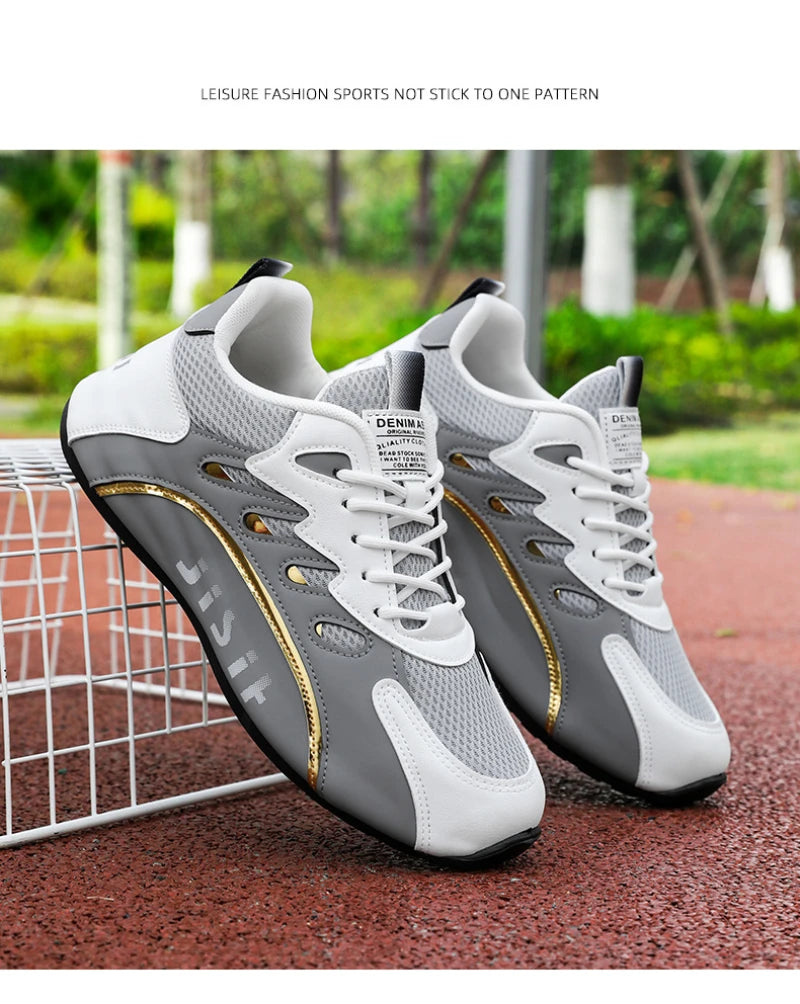 Zapatillas de deporte de malla transpirable rojas y blancas para hombre, zapatos para correr informales a la moda, zapatillas deportivas ligeras antideslizantes para uso diario