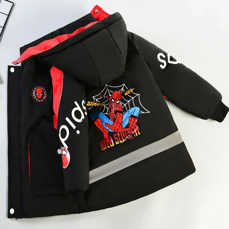 Nuevo abrigo de invierno para niños, ropa de moda para niños, ropa cálida y gruesa de algodón con capucha, prendas de vestir exteriores largas, chaquetas Parka para niños