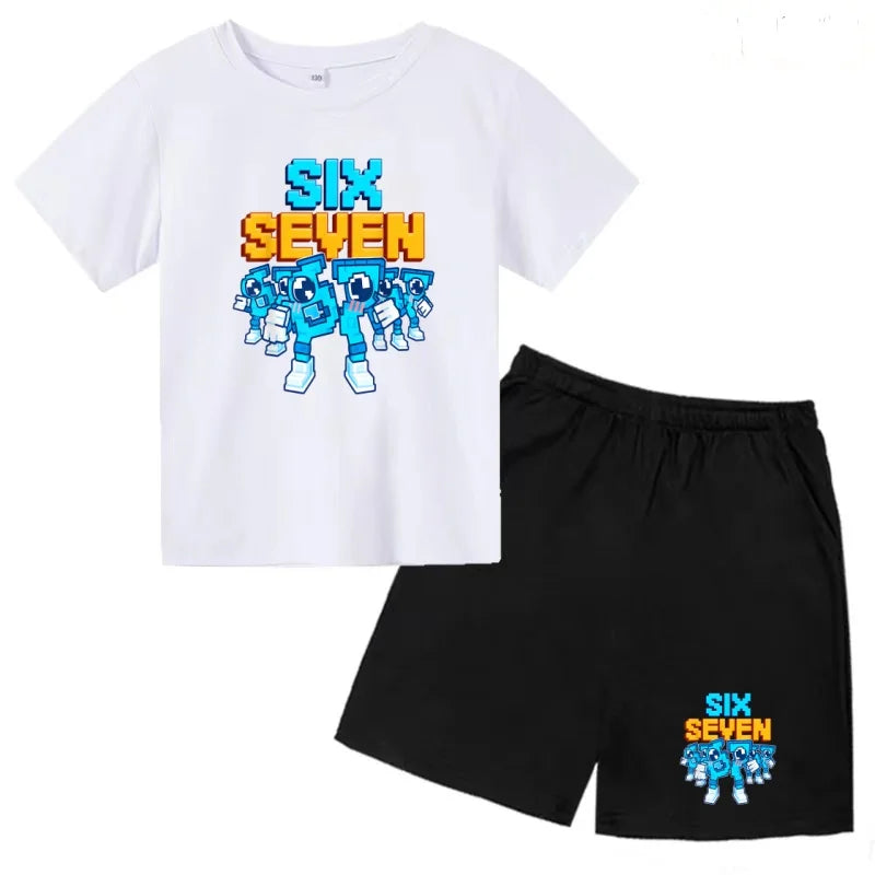 Nueva camiseta de verano con estampado de 67 Number Six Seven para niños de 3 a 12 años, ropa de dibujos animados de manga corta + pantalones cortos, conjunto deportivo informal para niños y niñas
