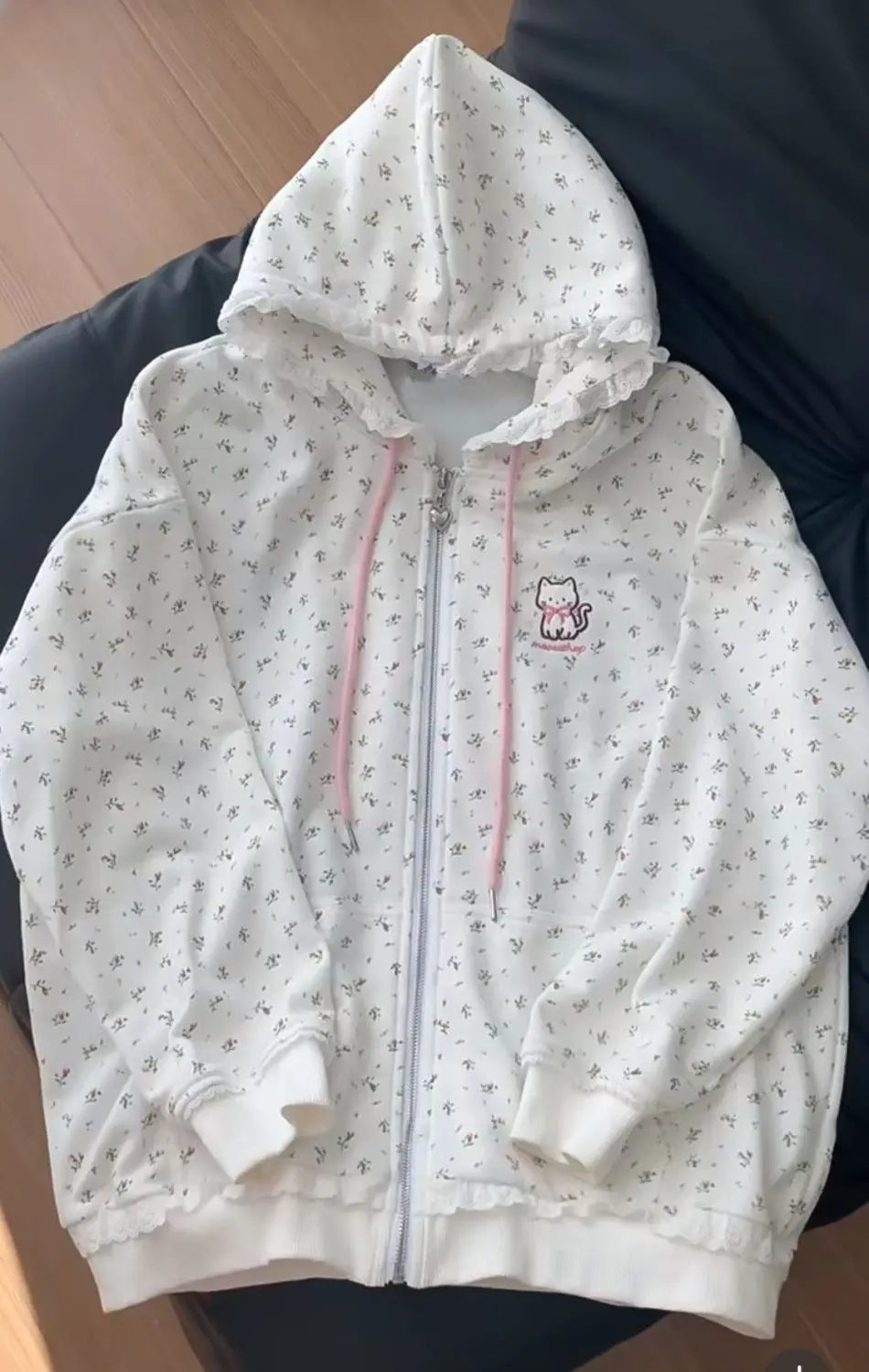 Sudadera Kawaii japonesa de manga larga para mujer, sudaderas informales con subcultura, abrigo con estampado de remaches, ropa elegante de estilo dulce y bonito para mujer