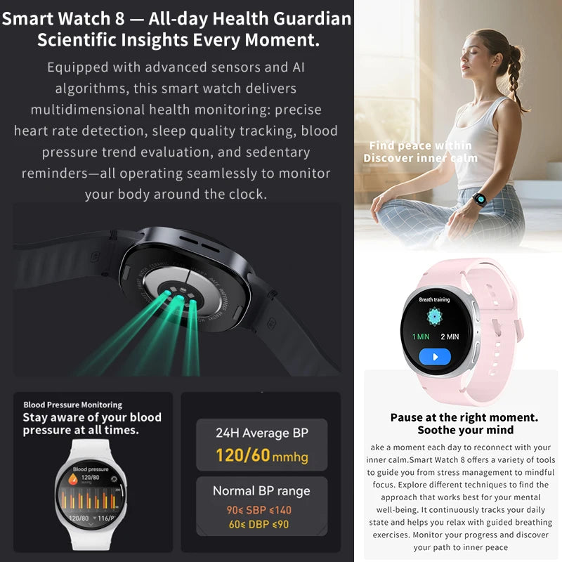 2025 nuevos relojes 8 Mini GPS Track reloj inteligente para hombres mujeres salud deporte AMOLED ritmo cardíaco Bluetooth llamada impermeable Smartwatch