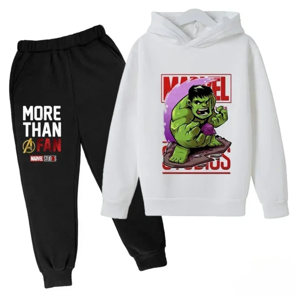 Sudadera con capucha de superhéroe de Marvel para niños, traje con capucha de Hulk para niños, traje de Iron Man para niños y niñas, conjunto de sudadera de otoño e invierno