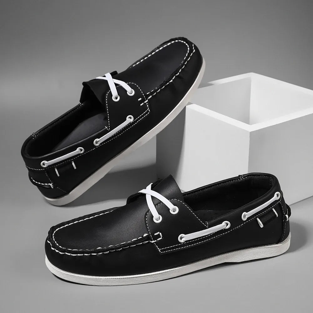Zapatos mocasines con punta delantal de moda para hombre, cómodos antideslizantes para caminar al aire libre, viajar, primavera y verano