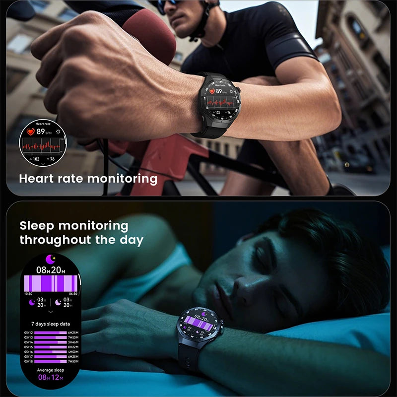 2025New para Android e ios reloj inteligente hombres pantalla AMOLED GPS trayectoria de movimiento ritmo cardíaco llamadas Bluetooth SmartWatch impermeable