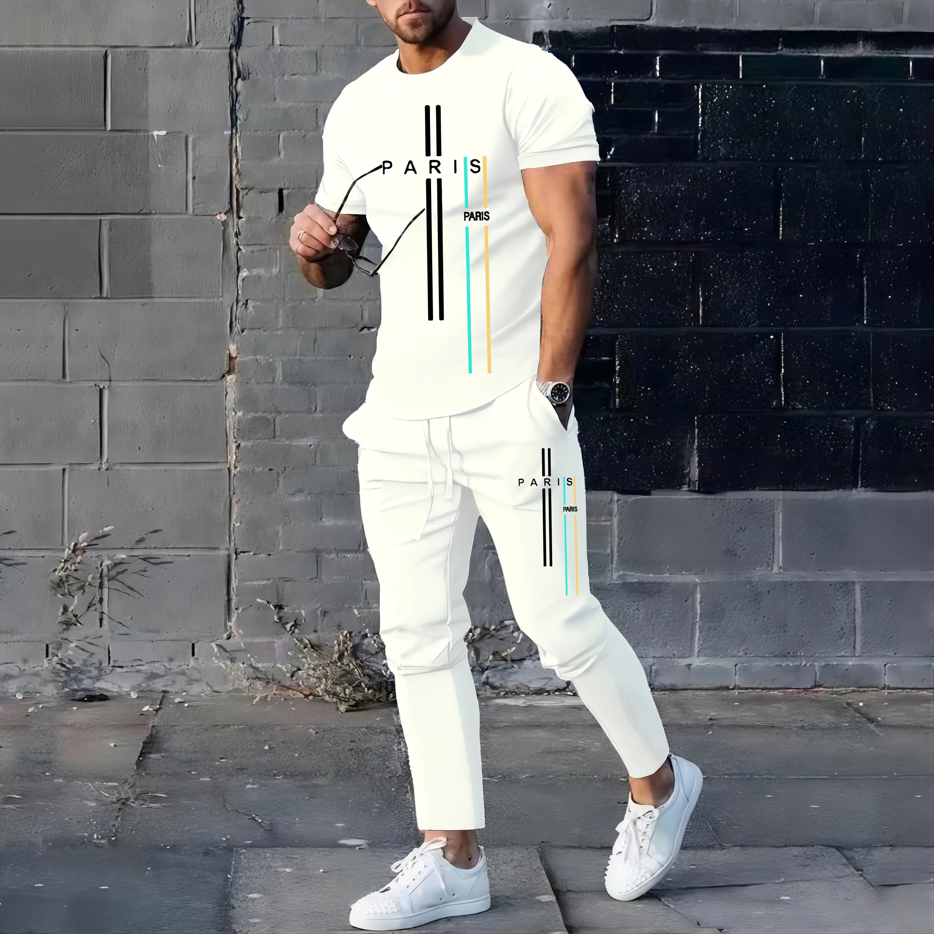 NOVEDAD DE VERANO 2023, ropa deportiva de fútbol a la moda para hombres, conjunto de camiseta y pantalones, pantalón corto informal, conjunto de manga, ropa para correr y Fitness