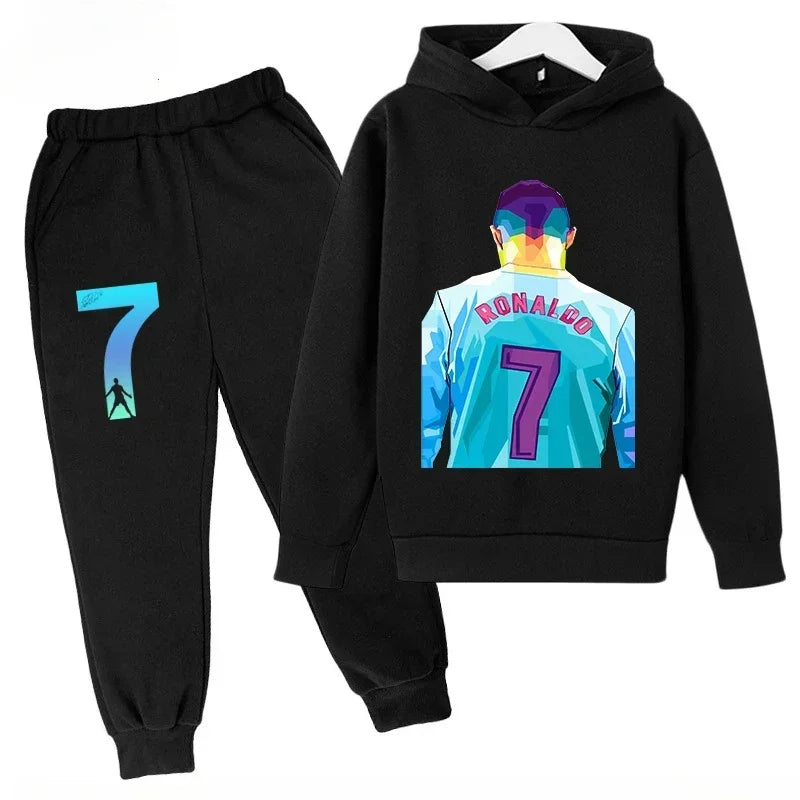 Chándal de Secado Rápido CR7 para Niños de 7 a 13 Años, Ronaldo 7 #   Conjunto Deportivo Estampado, Ropa Deportiva Transpirable, Ropa Infantil de Boutique