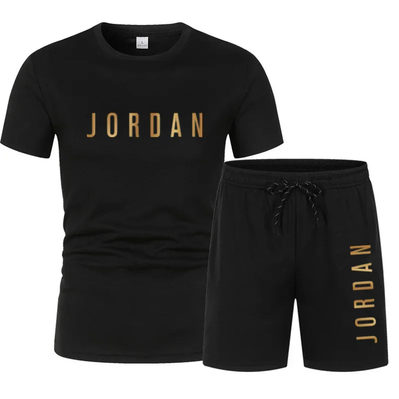 Conjunto deportivo informal de dos piezas para hombre joven, camiseta de manga corta y pantalones cortos, moda de verano