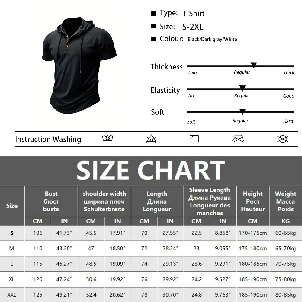 Camiseta ajustada de verano para hombre, camisetas de manga corta con capucha para Fitness, Sudadera con capucha ligera para hombre, camisetas deportivas transpirables para Fitness