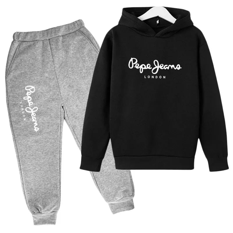 Ocio estampado de letras 2 uds Sudadera con capucha + Pantalones chándales 3-13 años niños niñas primavera otoño trajes ropa de calle ropa para niños