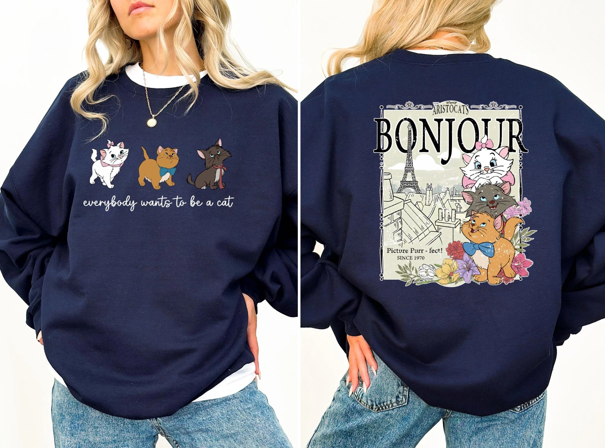 Todo el mundo quiere ser un sudadera de gato, sudadera de gatos de Disney, sudadera de los Aristogatos de Disney, suéter de Aristogatos Marie Cat