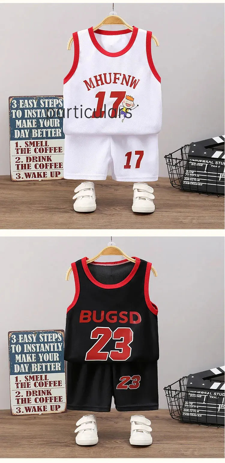 Conjuntos para niños, camiseta sin mangas de verano para niños, conjunto de pantalones cortos, camiseta sin mangas para exteriores de secado rápido, conjuntos de pantalones cortos, deporte para niños, baloncesto Tr