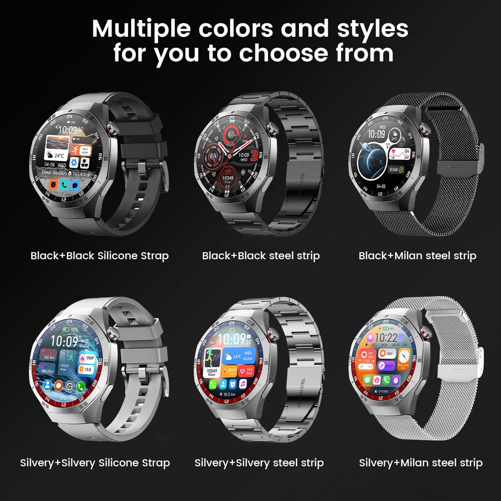 2025New para Android e ios reloj inteligente hombres pantalla AMOLED GPS trayectoria de movimiento ritmo cardíaco llamadas Bluetooth SmartWatch impermeable