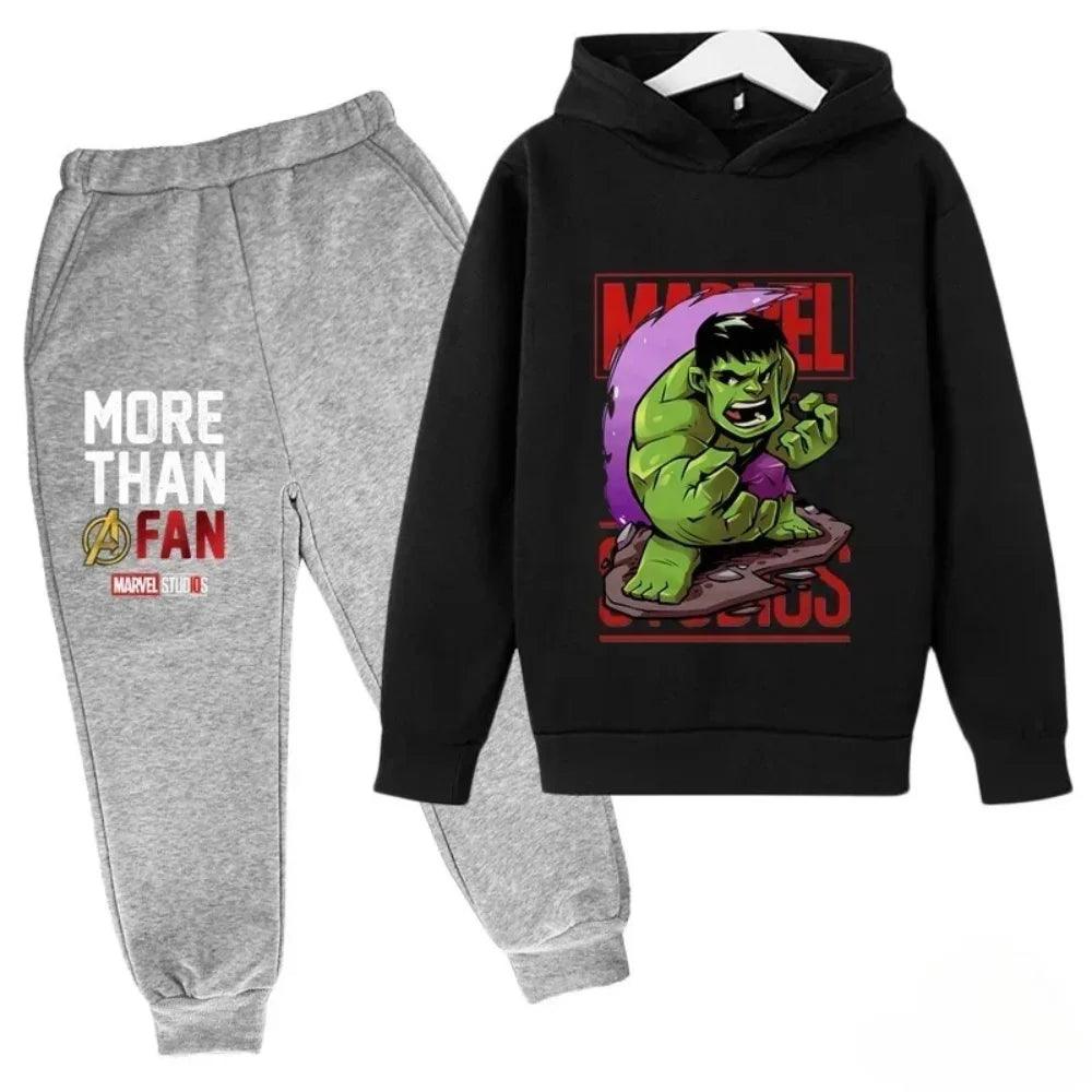Sudadera con capucha de superhéroe de Marvel para niños, traje con capucha de Hulk para niños, traje de Iron Man para niños y niñas, conjunto de sudadera de otoño e invierno