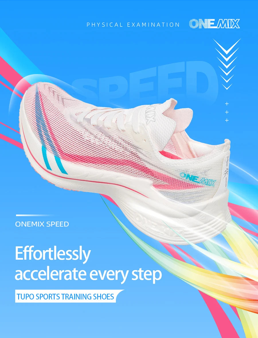 ONEMIX-zapatillas para correr para maratón, placa de carbono, prueba profesional, soporte estable para zapatillas de deporte ultraligeras que absorben los golpes, novedad de 2025