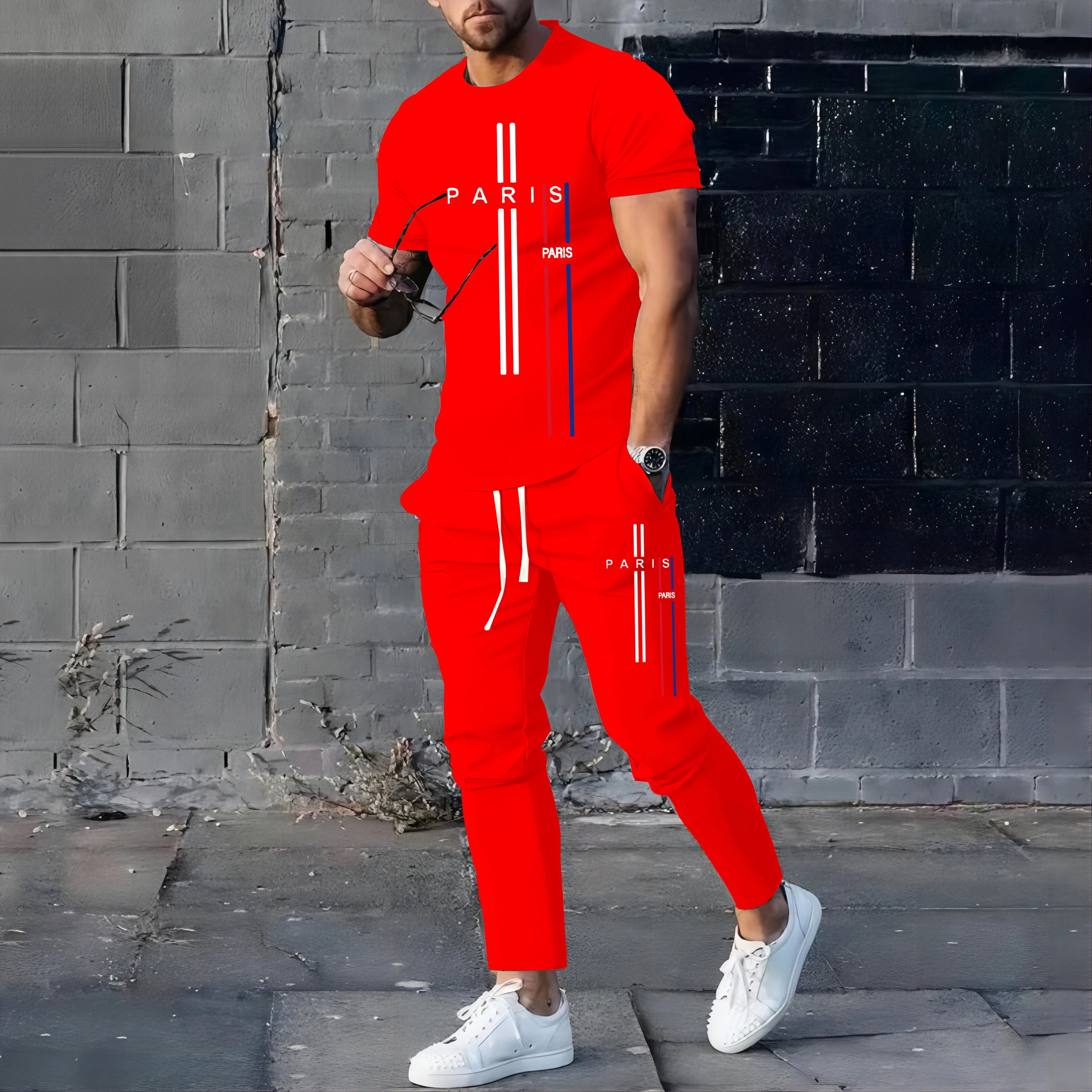 NOVEDAD DE VERANO 2023, ropa deportiva de fútbol a la moda para hombres, conjunto de camiseta y pantalones, pantalón corto informal, conjunto de manga, ropa para correr y Fitness