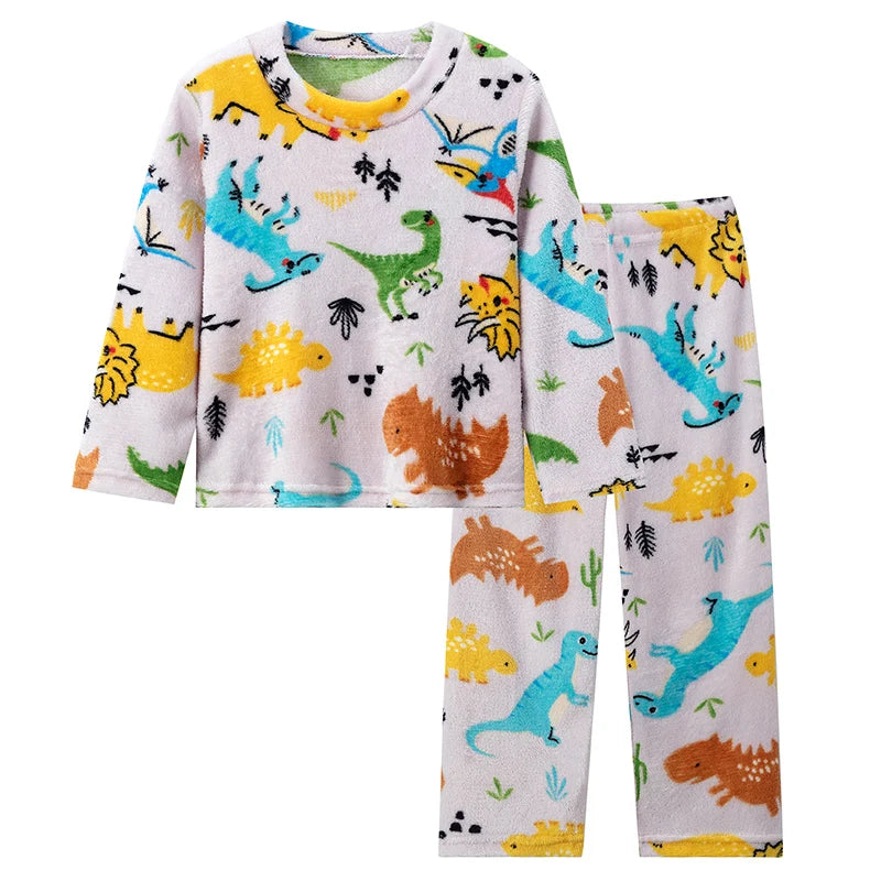 Conjunto de 2 piezas de franela con estampado de moda para otoño/invierno para niños, camiseta con cuello redondo y calentamiento de corazón para niñas, pantalones de lana suave para niños