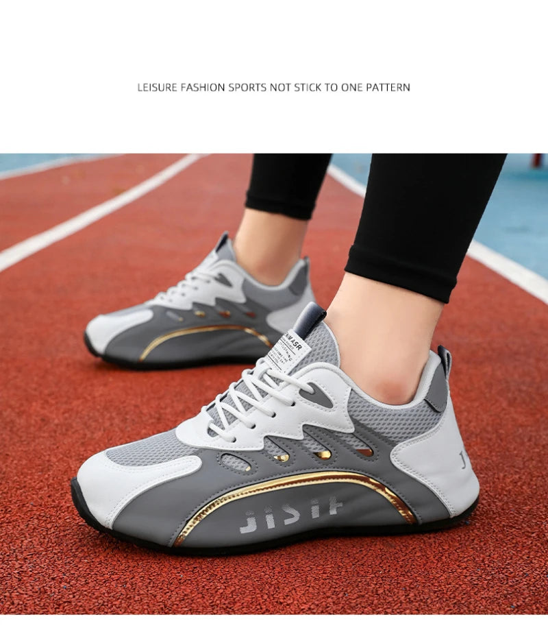 Zapatillas de deporte de malla transpirable rojas y blancas para hombre, zapatos para correr informales a la moda, zapatillas deportivas ligeras antideslizantes para uso diario