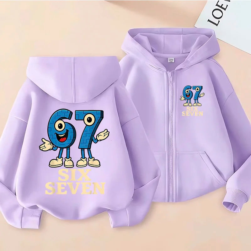 Caliente seis siete sudaderas con cremallera niños divertidos 67 Brainrot sudaderas ropa chico niña niño cremallera Sudadera con capucha bebé Casual moda Tops