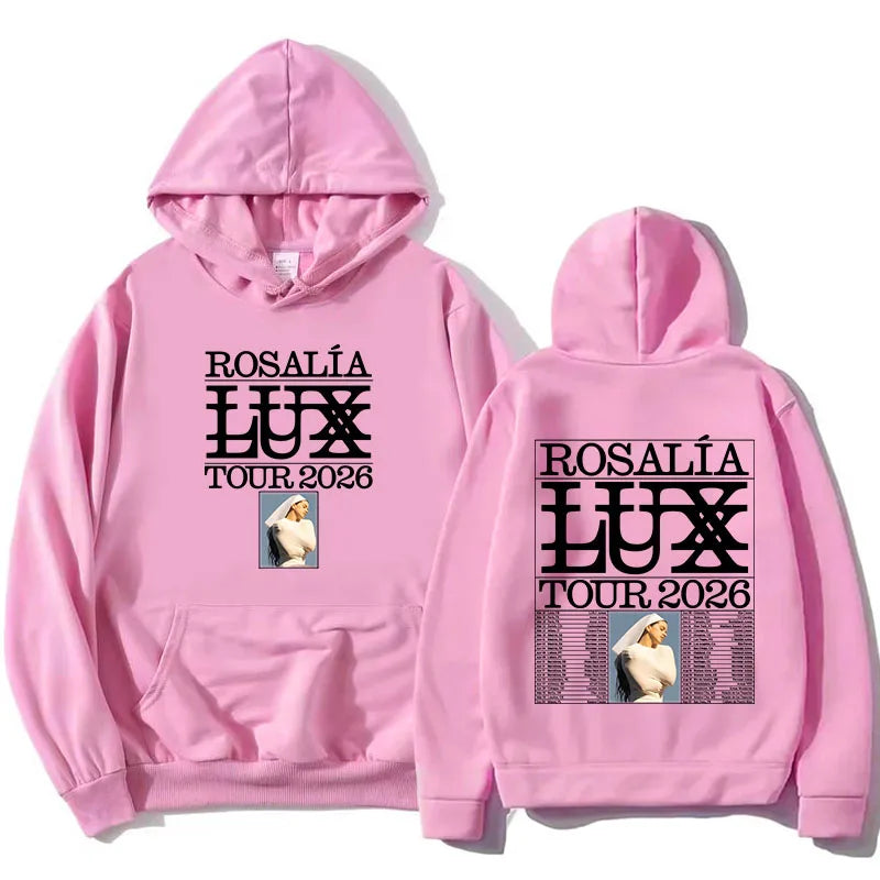 Rosalía Rosalia LUX Tour 2026 sudaderas con capucha de moda de manga larga sudaderas holgadas de invierno con capucha de lana ropa de calle Unisex ropa estampada